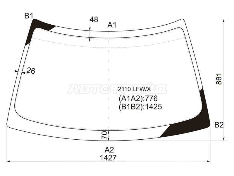 Стекло лобовое LADA 2110 95-14  / 2111 97-14  / 2112 99-09  / Priora 07-18 (XYG: 2110 LFW/X)
