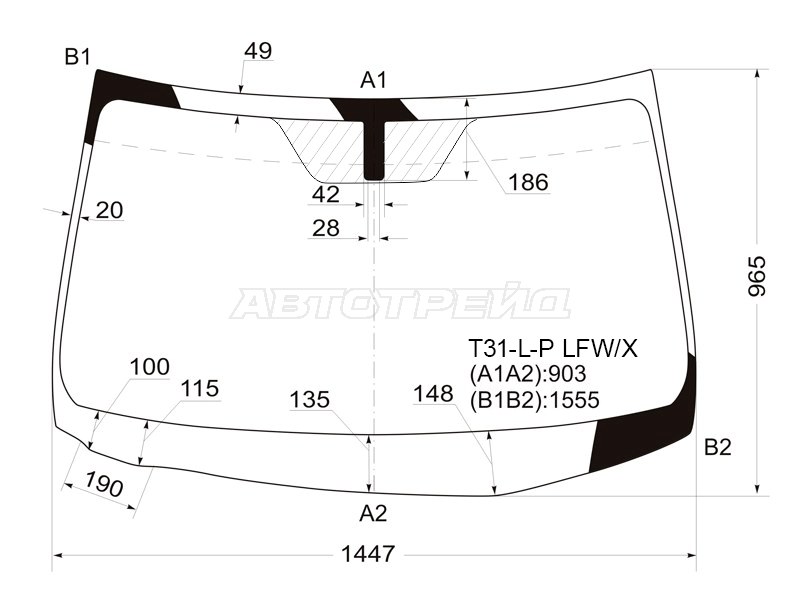Стекло лобовое Nissan X-Trail 07-15 (XYG: T31-L-P LFW/X)