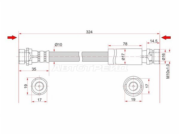 Шланг тормозной задний (Таиланд) MAZDA 2 /DEMIO /VERISA /FORD FIESTA /FUSION 02- LH=RH (SAT: ST-D436-43-810)