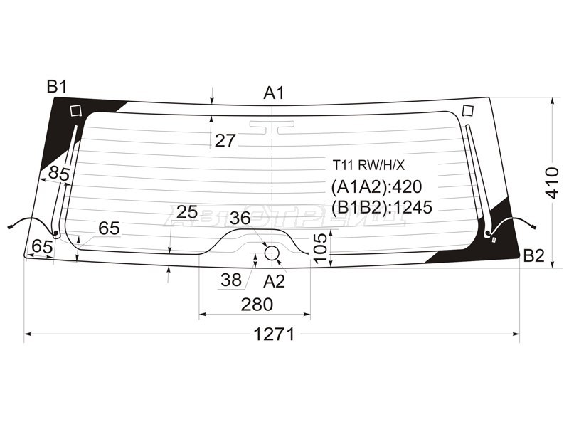Стекло заднее (Цвет зеленый / Обогрев / Антенна) Chery Tiggo T11 05-16  / Vortex Tingo 10-14 (XYG: T11 RW/H/X)