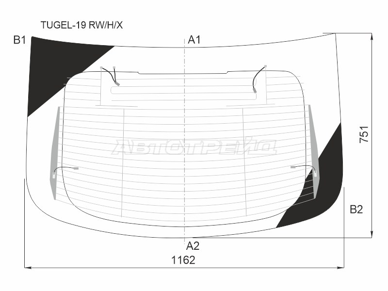 Стекло заднее (Цвет зеленый / Обогрев / Антенна) Geely Tugella 19- (XYG: TUGEL-19 RW/H/X)
