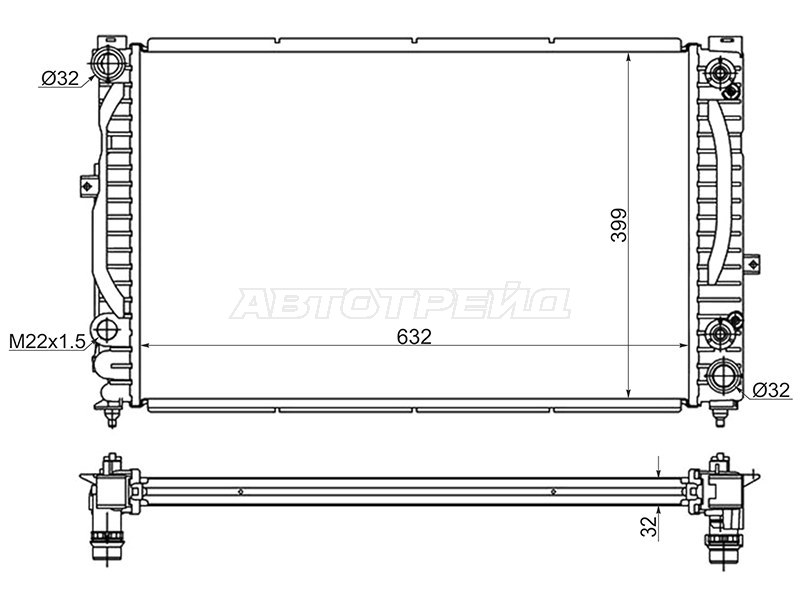 Радиатор Audi A4 94-01  / A6 97-05  / Volkswagen Passat 96-05  / Audi A6 allroad quattro 00-05  / S6 99-04  / Skoda Superb 02-08 (SAT: AD0004)