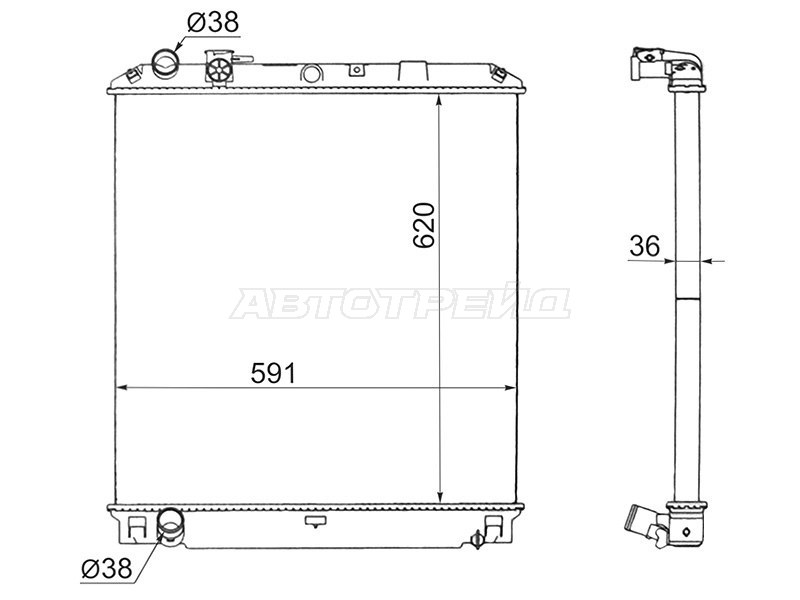 Радиатор Isuzu ELF FSR 12-  / ELF NPR\NQR 93-06  / Forward 95-  / Nissan Atlas F 02-07 (SAT: IS0002-FSR)