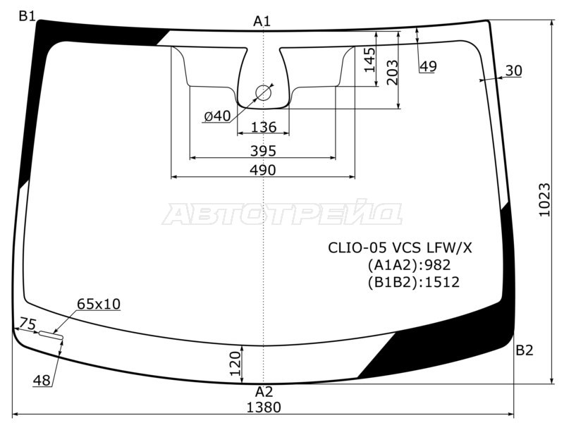 Стекло лобовое (Датчик дождя) Renault Clio 05-11 (XYG: CLIO-05-VCS LFW/X)