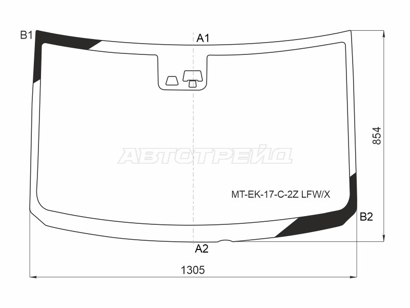 Стекло лобовое (Две камеры) Mitsubishi eK Space 16-  / Nissan DAYZ Roox 16- (XYG: MT-EK-17-C-2Z LFW/X)