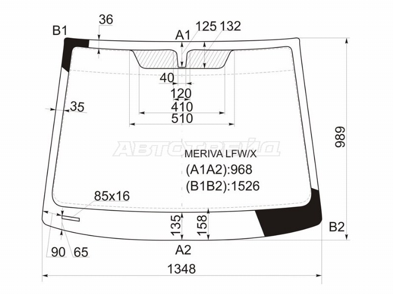 Стекло лобовое Chevrolet Meriva 04-12  / Opel Meriva 03-10 (XYG: MERIVA LFW/X)