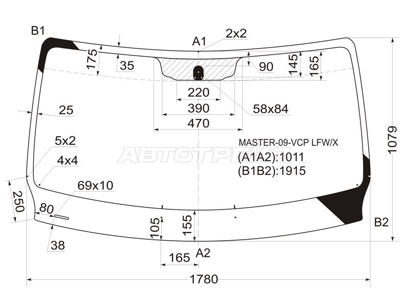 Стекло лобовое Opel Movano 10-  / Renault Master 10- (XYG: MASTER-09-VCP LFW/X)