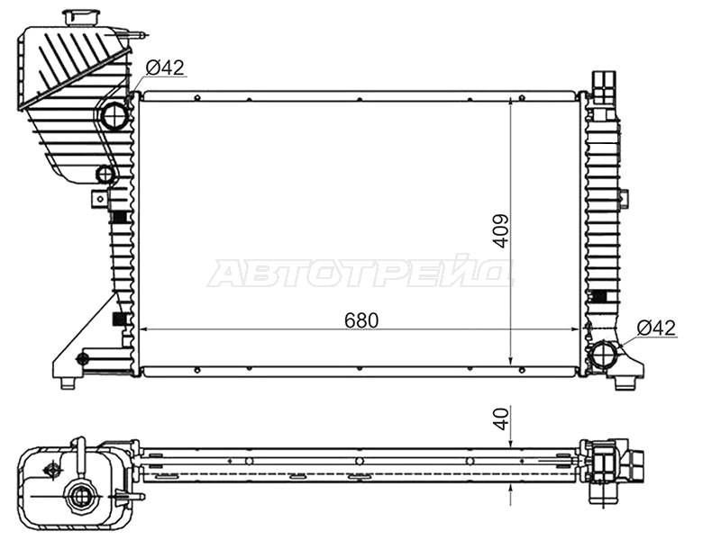 Радиатор Mercedes-Benz Sprinter 00-06  / Sprinter classic RUS 13-18 (SAT: SG-MB0010-3)