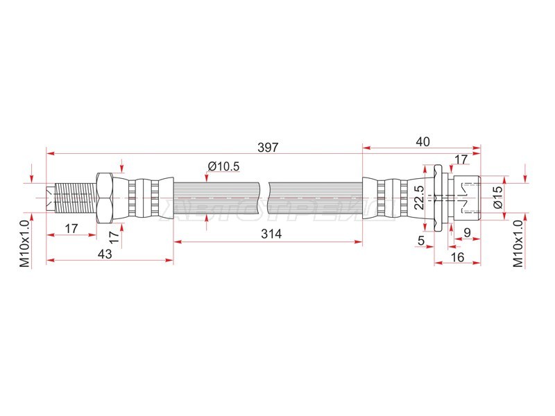 Шланг тормозной перед (Таиланд) TOYOTA LAND CRUISER 95-07 LH=RH (SAT: ST-90947-02A18)