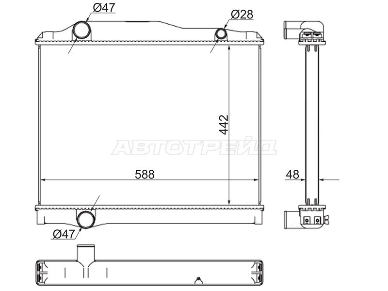 Радиатор Mitsubishi Fuso Canter FE5 93-02  / Fuso Canter FE6 93-02  / Fuso Fighter 92-05 (SAT: MC0012-1)
