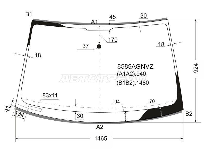 Стекло лобовое (Молдинг) Audi A4 08-15  / RS4 12-16  / S4 08-16 (FUYAO: 8589AGNVZ)