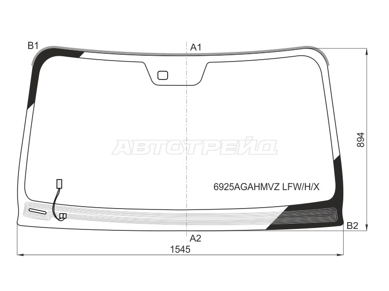 Стекло лобовое (Обогрев щеток / Датчик дождя / Молдинг) Bentley Flying Spur 13-17 (XYG: 6925AGAHMVZ LFW/H/X)