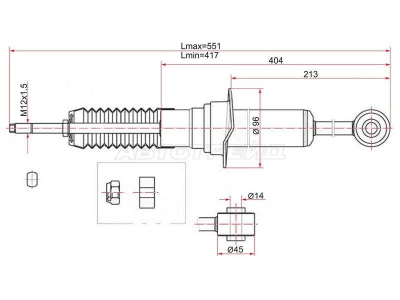 Стойка передняя TOYOTA LAND CRUISER PRADO 120 /4RUNNER /SURF /HILUX 04-09 LH=RH (SAT: ST-48510-69545)