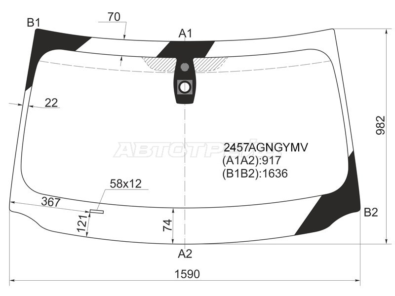 Стекло лобовое (Датчик дождя) BMW 7-Series 08-12 (FUYAO: 2457AGNGYMV)