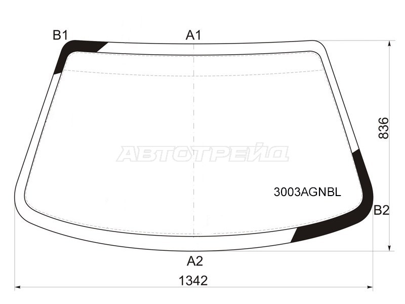 Стекло лобовое Chevrolet Lanos 05-09  / Daewoo Lanos 97-08  / ЗАЗ Шанс 05-14 (FUYAO: 3003AGNBL)