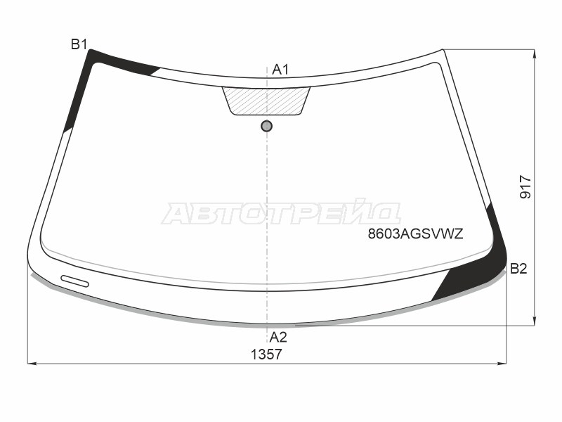 Стекло лобовое (Молдинг) Volkswagen Polo 09-20 (AGC: 8603AGSVWZ)