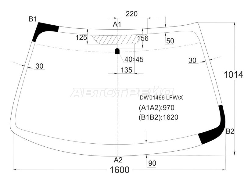Стекло лобовое Chrysler 300M 98-04  / Concorde 98-04  / Dodge Interpid 98-04 (XYG: DW01466 LFW/X)