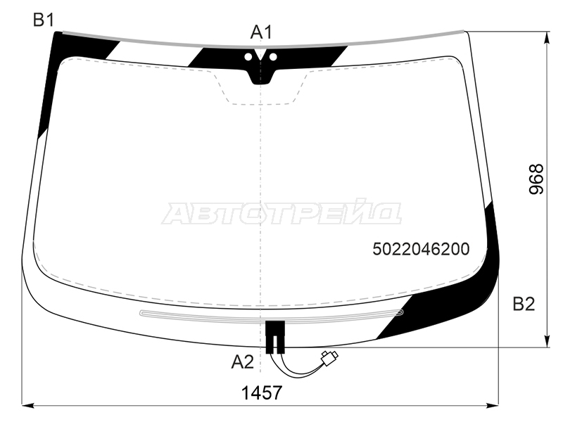 Стекло лобовое (Обогрев щеток / Молдинг) Geely Coolray 18-  / Belgee X50 23- (FUYAO: 5022046200)