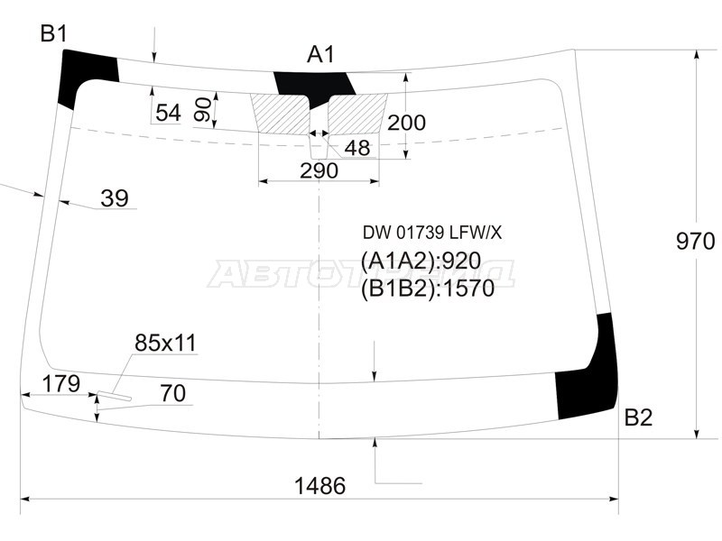 Стекло лобовое Cadillac CTS 07-15 (XYG: DW01739 LFW/X)