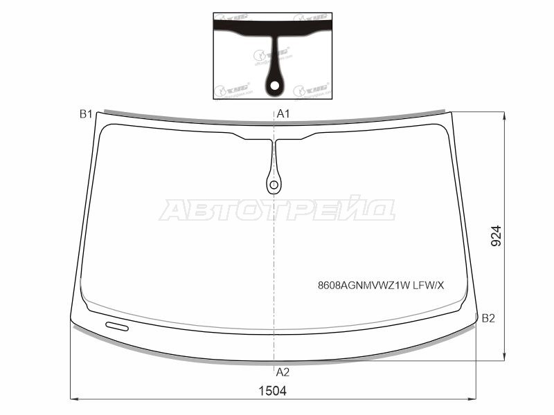 Стекло лобовое (Датчик дождя / Молдинг) Audi A7 14-18 (XYG: 8608AGNMVWZ1W LFW/X)