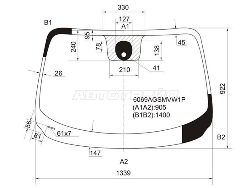 Стекло лобовое (Датчик дождя / Сборка Британия) Nissan Juke 10-20 (AGC: 6069AGSMVW1P)