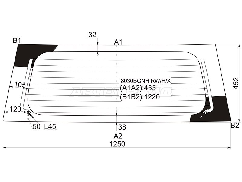 Стекло заднее (Цвет зеленый / Обогрев) Chevrolet Cruze 01-08  / Subaru Justy 03-07  / Suzuki Ignis 04-07  / Swift 03-04 (XYG: 8030BGNH RW/H/X)