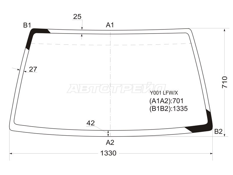 Стекло лобовое Suzuki Escudo 88-97  / Chevrolet Tracker 88-97  / Mazda Proceed Levante 96-97  / Suzuki Vitara 88-04 (XYG: Y001 LFW/X)
