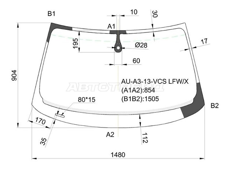 Стекло лобовое (Датчик дождя) Audi A3 12-19  / S3 13-16 (XYG: AU-A3-13-VCS LFW/X)
