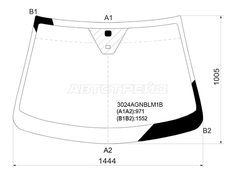 Стекло лобовое (Датчик дождя) Chevrolet Captiva 06-15  / Opel Antara 06-15  / Daewoo Winstorm 06-10  / Saturn Vue 07-10 (FUYAO: 3024AGNBLM1B)