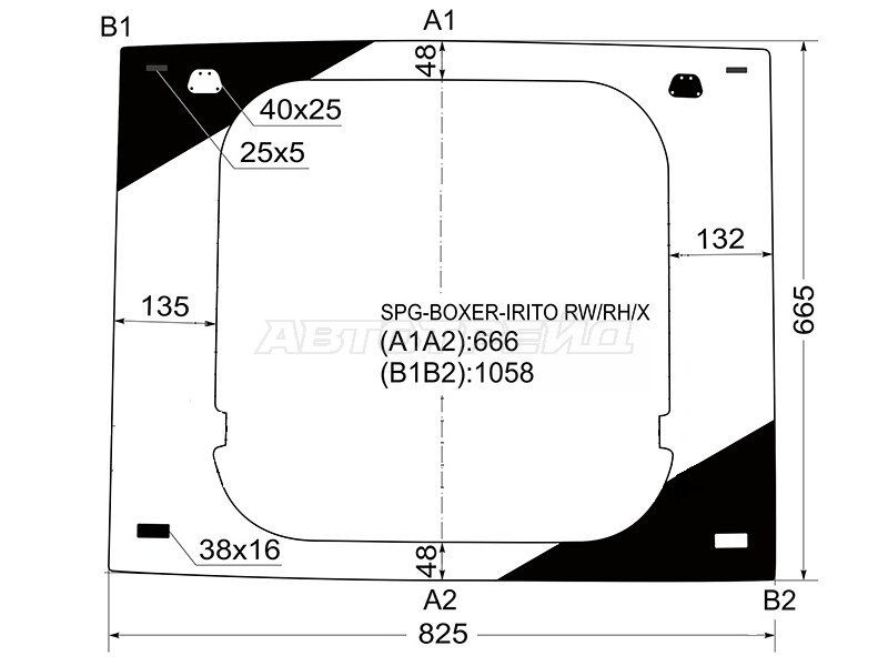 Стекло заднее (Цвет зеленый) Peugeot Boxer 06-  / Citroen Jumper 06-  / Fiat Ducato 06- (SAT: SPG-BOXER-IRITO RW/RH/X)