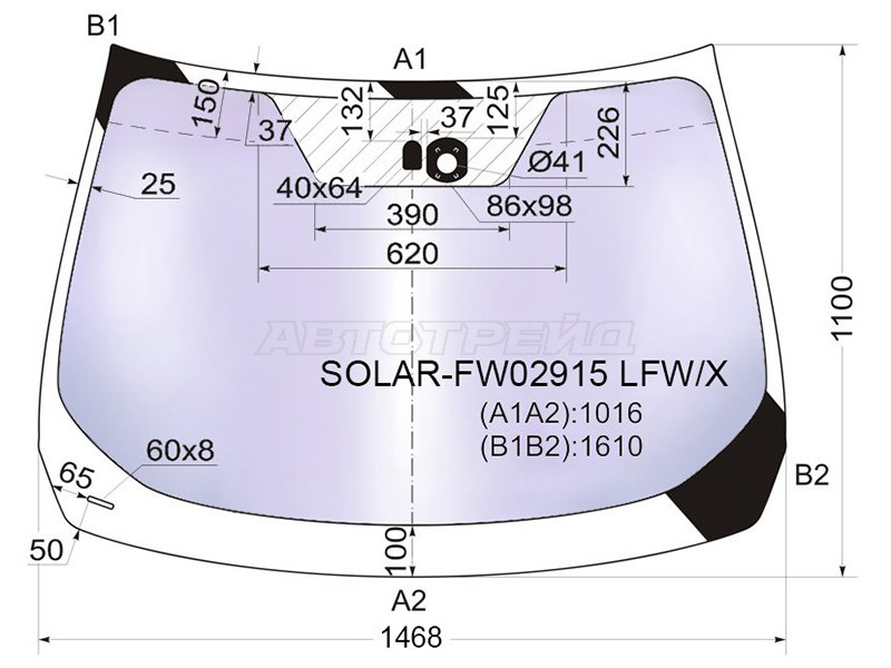Стекло лобовое (Атермальное / Датчик дождя) Nissan Murano 07-16 (XYG: SOLAR-FW02915 LFW/X)