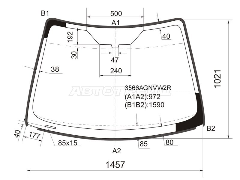 Стекло лобовое (Молдинг) Ford Focus 04-11  / Focus RS 09-11  / Focus ST 05-10 (FUYAO: 3566AGNVW2R)
