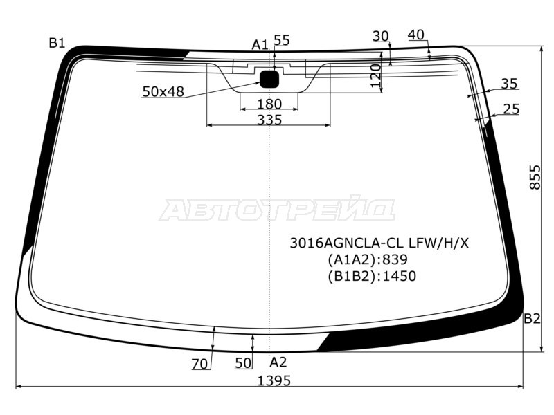 Стекло лобовое (Антенна) Chevrolet Lacetti 04-13  / Daewoo Lacetti 04-09  / Chevrolet Nubira 04-13  / Optra 04-13  / Daewoo Gentra 05-15  / Nubira 02-05  / Ravon Gentra 15-  / Suzuki Forenza 03-08 (XYG: 3016AGNCLA-CL LFW/H/X)