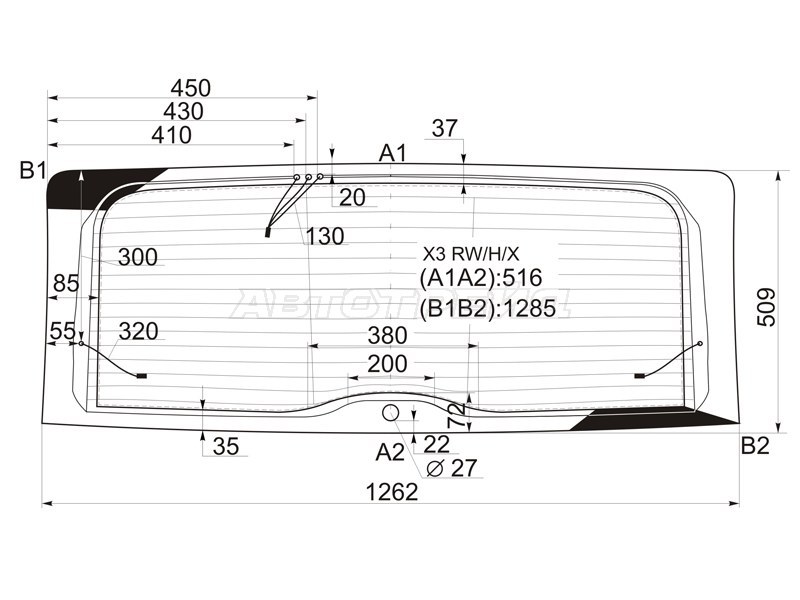 Стекло заднее (Цвет зеленый / Обогрев / Антенна) BMW X3 03-10 (XYG: X3 RW/H/X)