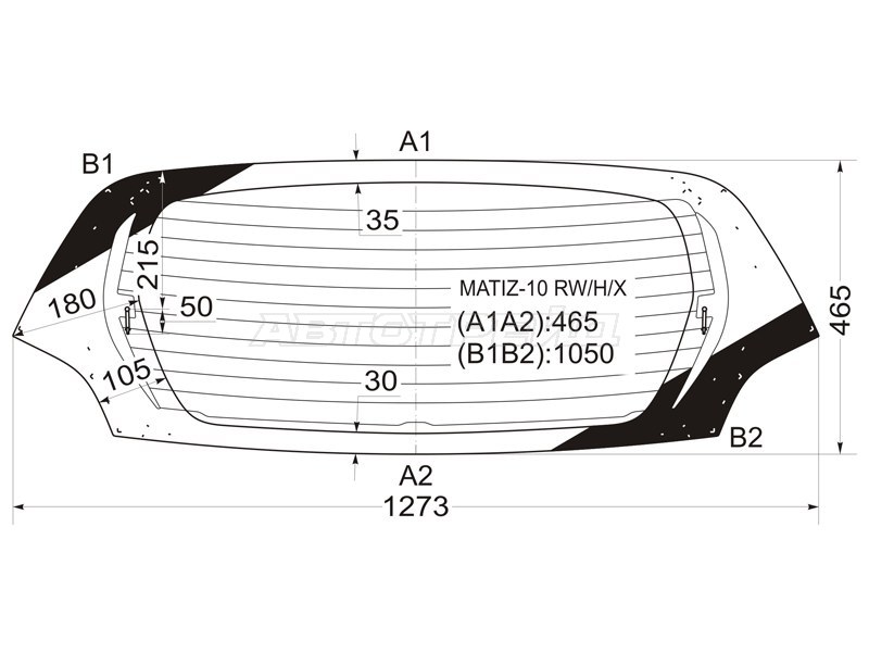 Стекло заднее (Цвет зеленый / Обогрев) Chevrolet Spark 10-22  / Daewoo Matiz 09-11  / Ravon R2 16- (XYG: MATIZ-10 RW/H/X)