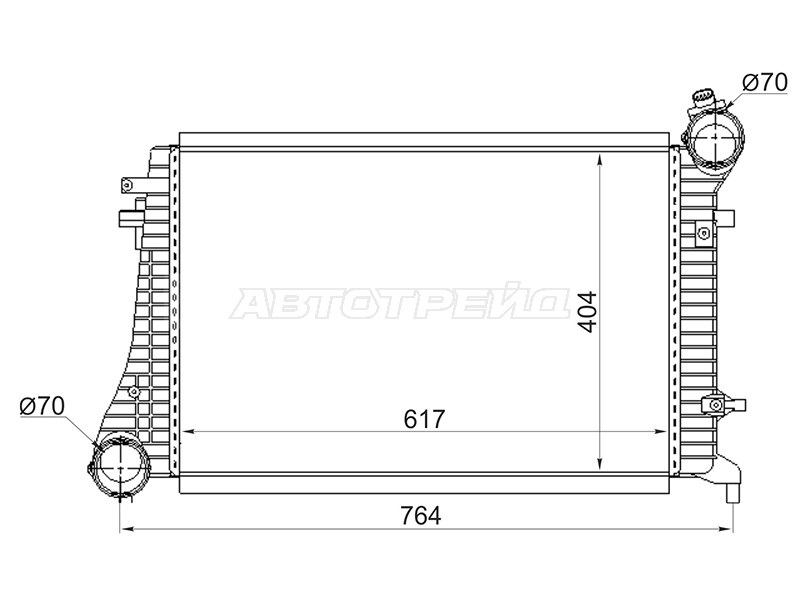Радиатор интеркулера VW PASSAT 1.9TD 05-10 (SAT: ST-1K0145803Q)