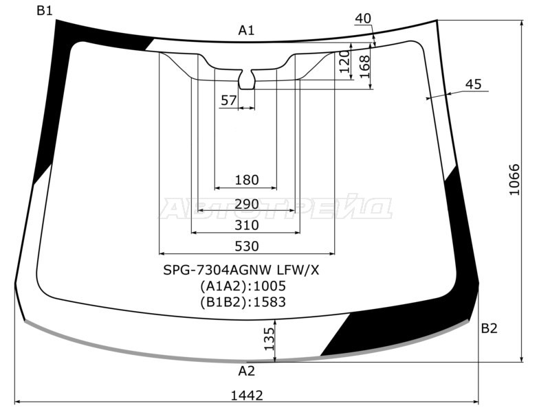 Стекло лобовое (Молдинг) Renault Kaptur 16-20 (SAT: SPG-7304AGNW LFW/X)