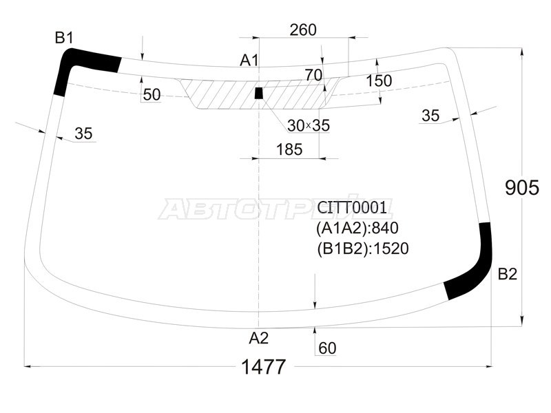 Стекло лобовое Citroen Berlingo 96-12  / Peugeot Partner 96-12  / Partner Tepee 02-08 (KMK: CITT0001)
