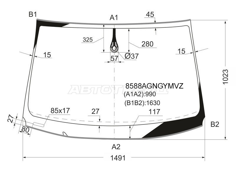 Стекло лобовое (Датчик дождя / Молдинг) Audi Q7 05-15 (FUYAO: 8588AGNGYMVZ)