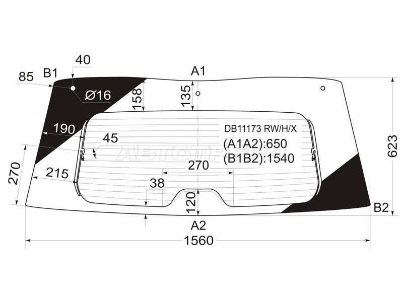 Стекло заднее (Цвет зеленый / Обогрев) Chevrolet Tahoe 06-14  / Cadillac Escalade 06-15  / Chevrolet Suburban 06-13 (XYG: DB11173 RW/H/X)