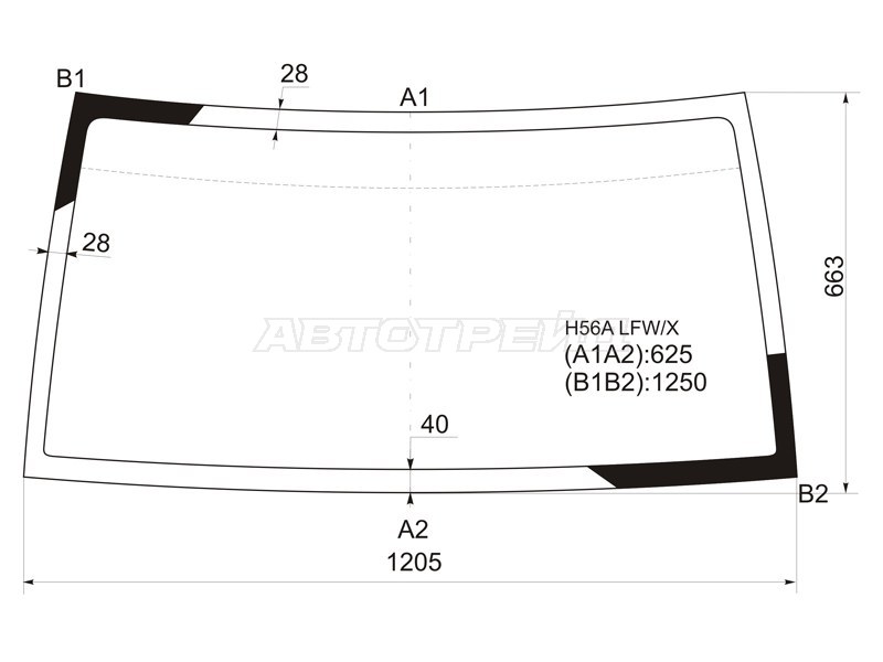 Стекло лобовое Mitsubishi Pajero Junior 95-98  / Pajero Mini 94-12  / Nissan Kix 08-12 (XYG: H56A LFW/X)