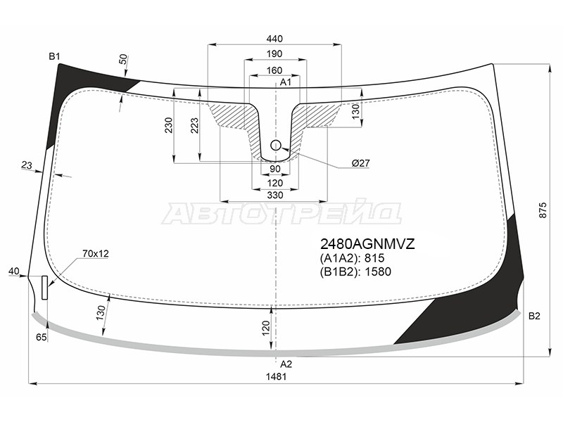 Стекло лобовое (Датчик дождя / Молдинг) BMW X2 17- (FUYAO: 2480AGNMVZ)