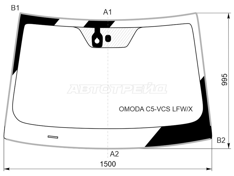Стекло лобовое (Датчик дождя / Молдинг) OMODA C5 22- (XYG: OMODA C5-VCS LFW/X)