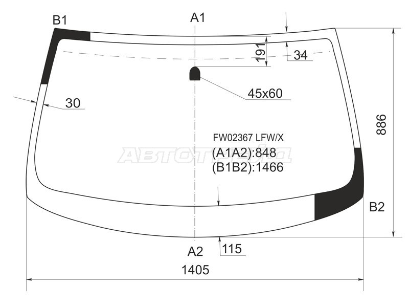 Стекло лобовое Infiniti G35 02-07  / Nissan Skyline 01-07 (XYG: FW02367 LFW/X)