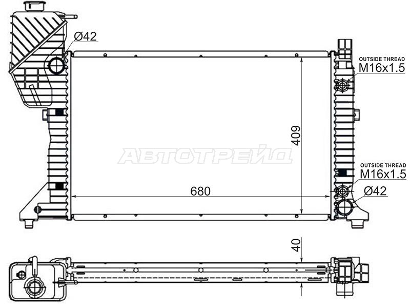 Радиатор Mercedes-Benz Sprinter 95-06  / L310 80-90 (SAT: MB0010-1)
