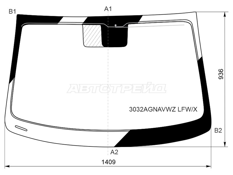 Стекло лобовое (Антенна) Chevrolet Volt 10-15 (XYG: 3032AGNAVWZ LFW/X)
