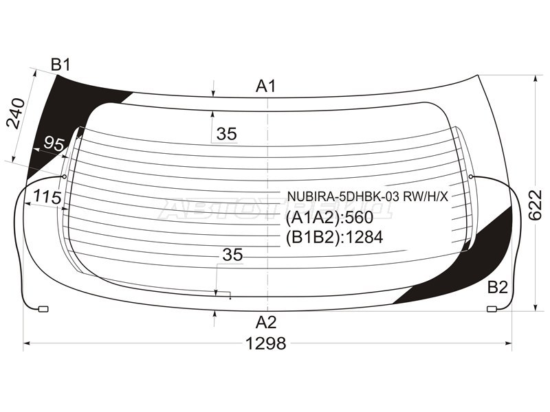 Стекло заднее (Цвет зеленый / Обогрев) Chevrolet Lacetti 04-13  / Daewoo Lacetti 04-09  / Chevrolet Nubira 04-13  / Optra 04-13  / Daewoo Gentra 05-15  / Nubira 02-05  / Ravon Gentra 15-  / Suzuki Forenza 03-08 (XYG: NUBIRA-5DHBK-03 RW/H/X)